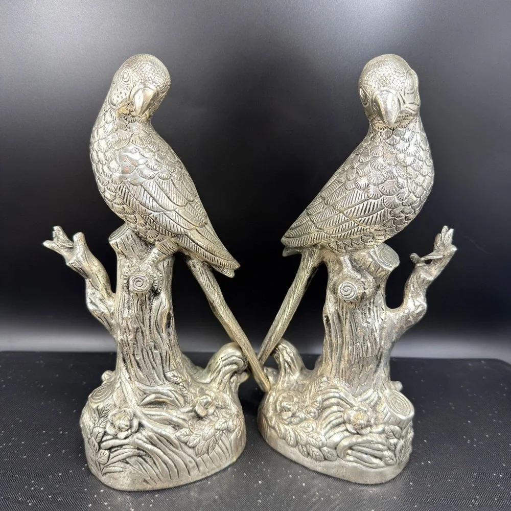 Vintage EPNS Silver Plate Parrot Bird Figurines Pair 10